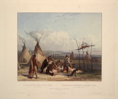 Begrafenisplatform van een Sioux-hoofd door Karl Bodmer